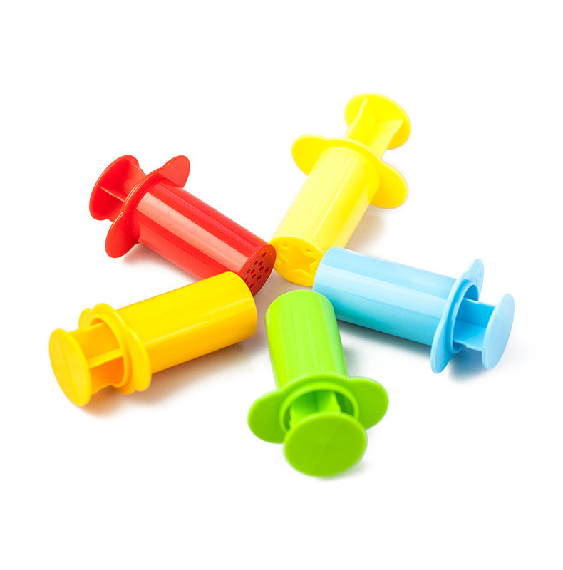 Factory Wholesale Colorful Slime Toy Squeeze Tool 5Pcs PP Plastic Syringe Shape Preschool Kid Polymer Clay Toy