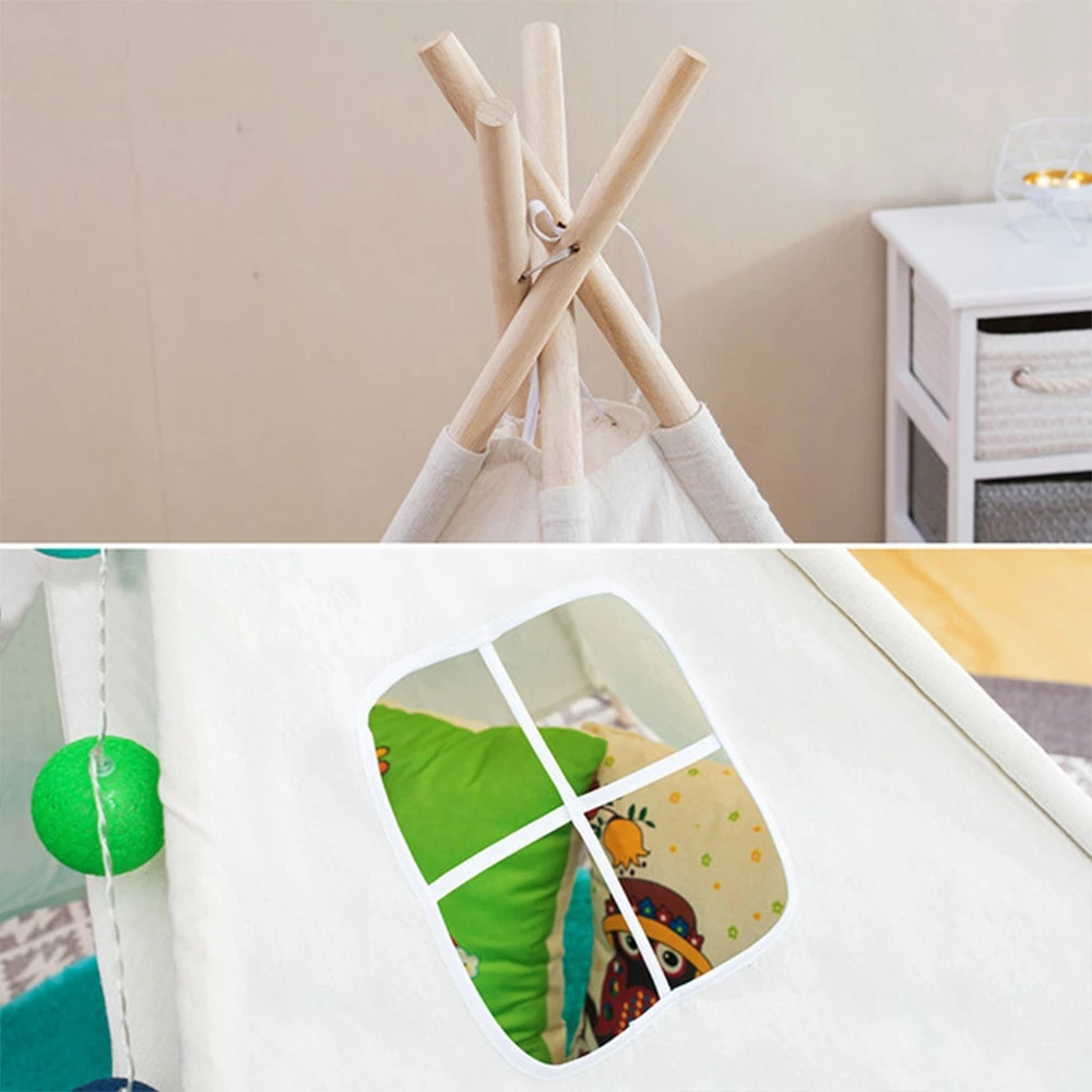 Baby Tents Portable Foldable Game Teepee Cartoon Cute Indian Children's Tent Outdoor Kids Play House Canvas Cotton Triangle Tipi