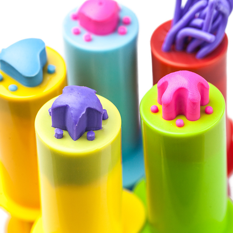 Factory Wholesale Colorful Slime Toy Squeeze Tool 5Pcs PP Plastic Syringe Shape Preschool Kid Polymer Clay Toy