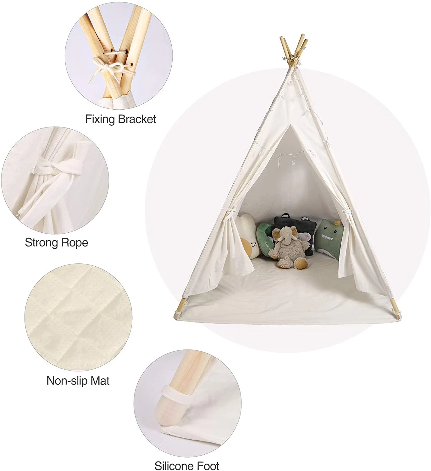 Baby Tents Portable Foldable Game Teepee Cartoon Cute Indian Children's Tent Outdoor Kids Play House Canvas Cotton Triangle Tipi