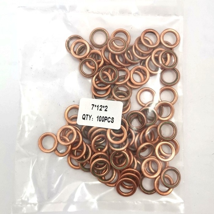 XTSEAO factory offer high quality 7*12*2 copper with non-asbestos o ring gasket brass washer asbestos-free gasket