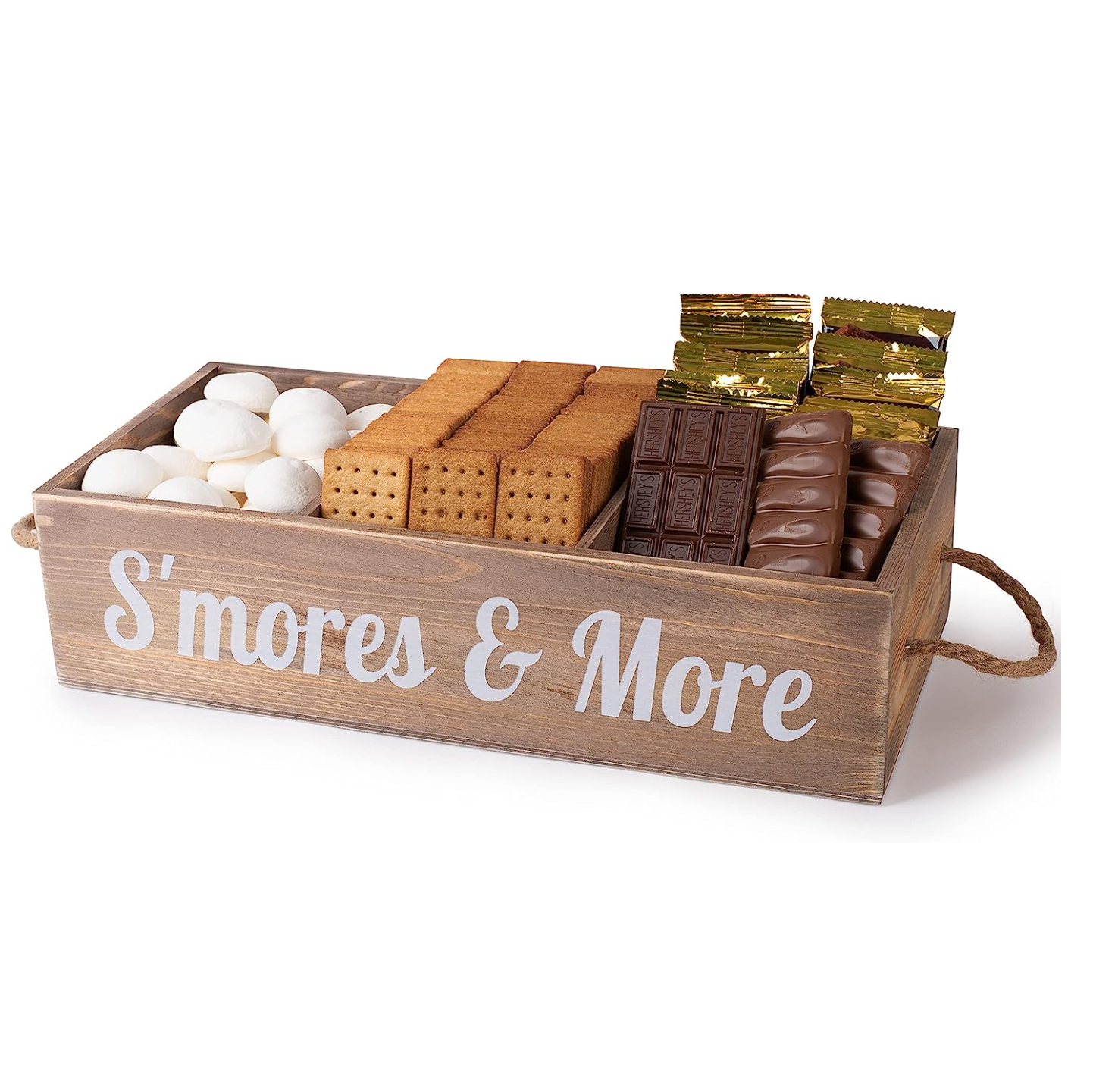 Rustic Camping Accessories Smores Roasting Station Box Wood Smores Roasting Tray With Handle