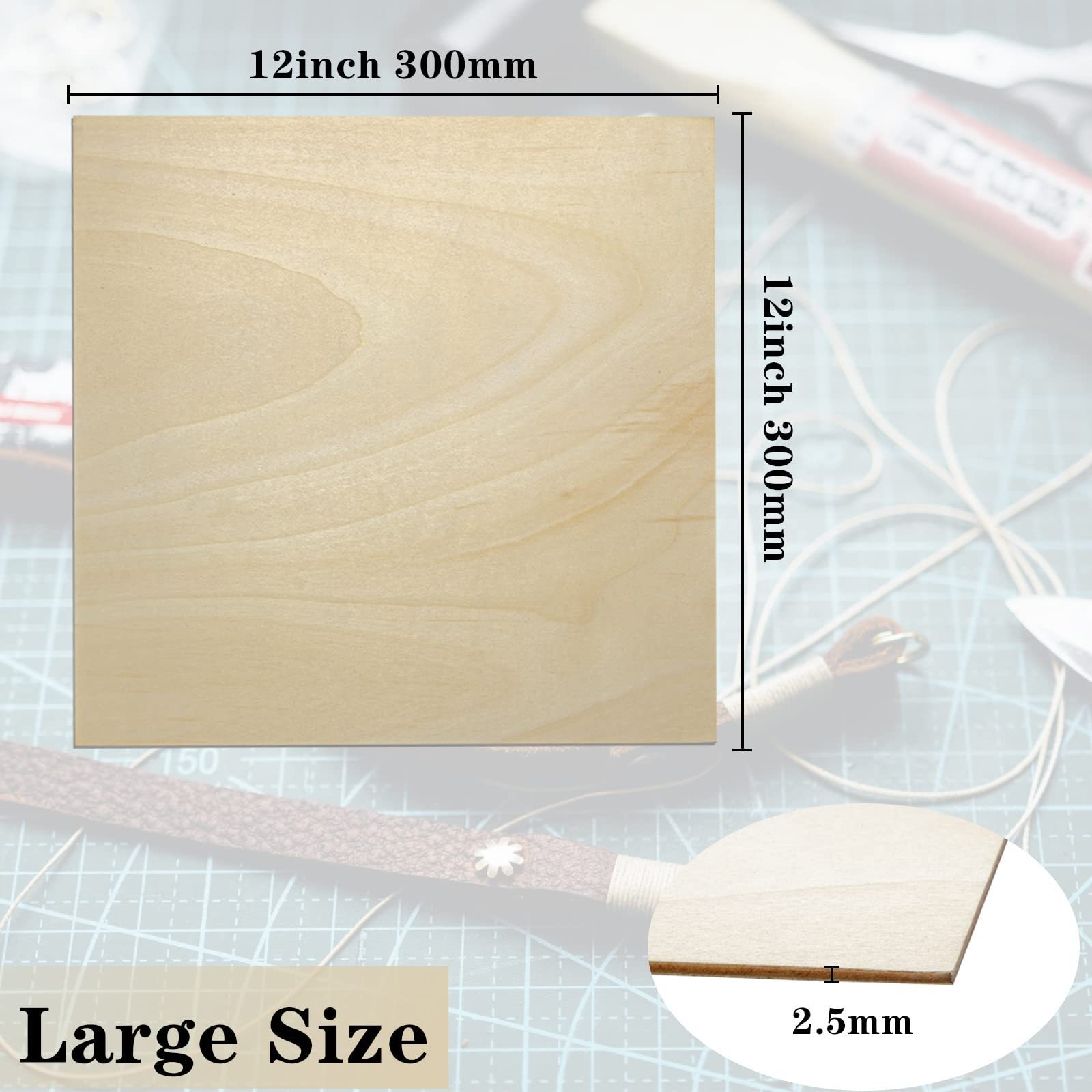 Basswood Sheets 12 x 12 Inch Unfinished Balsa Wood Sheets for Laser Cutting Drawing Painting Wood Engraving Wooden Sheet