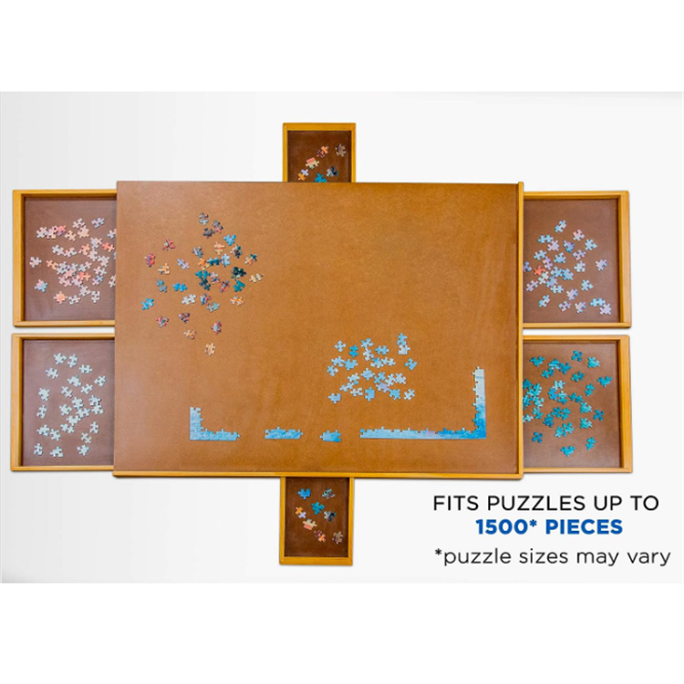 Unique 1500 Piece Puzzle Board 6 Removable Magnetic Sorting Drawers Puzzle Wooden Board Table