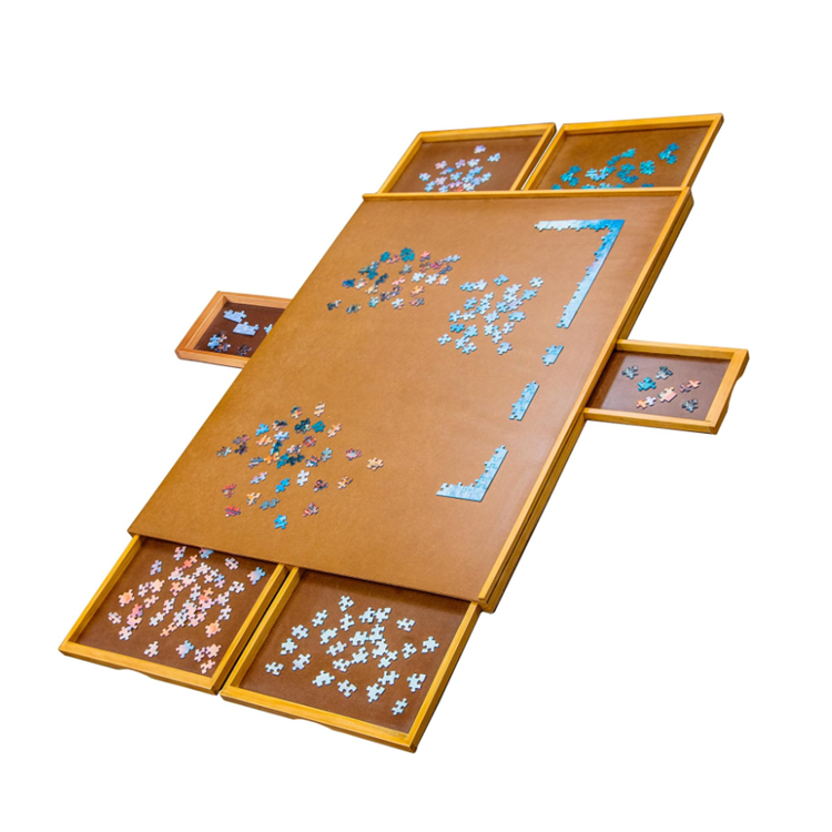 Unique 1500 Piece Puzzle Board 6 Removable Magnetic Sorting Drawers Puzzle Wooden Board Table