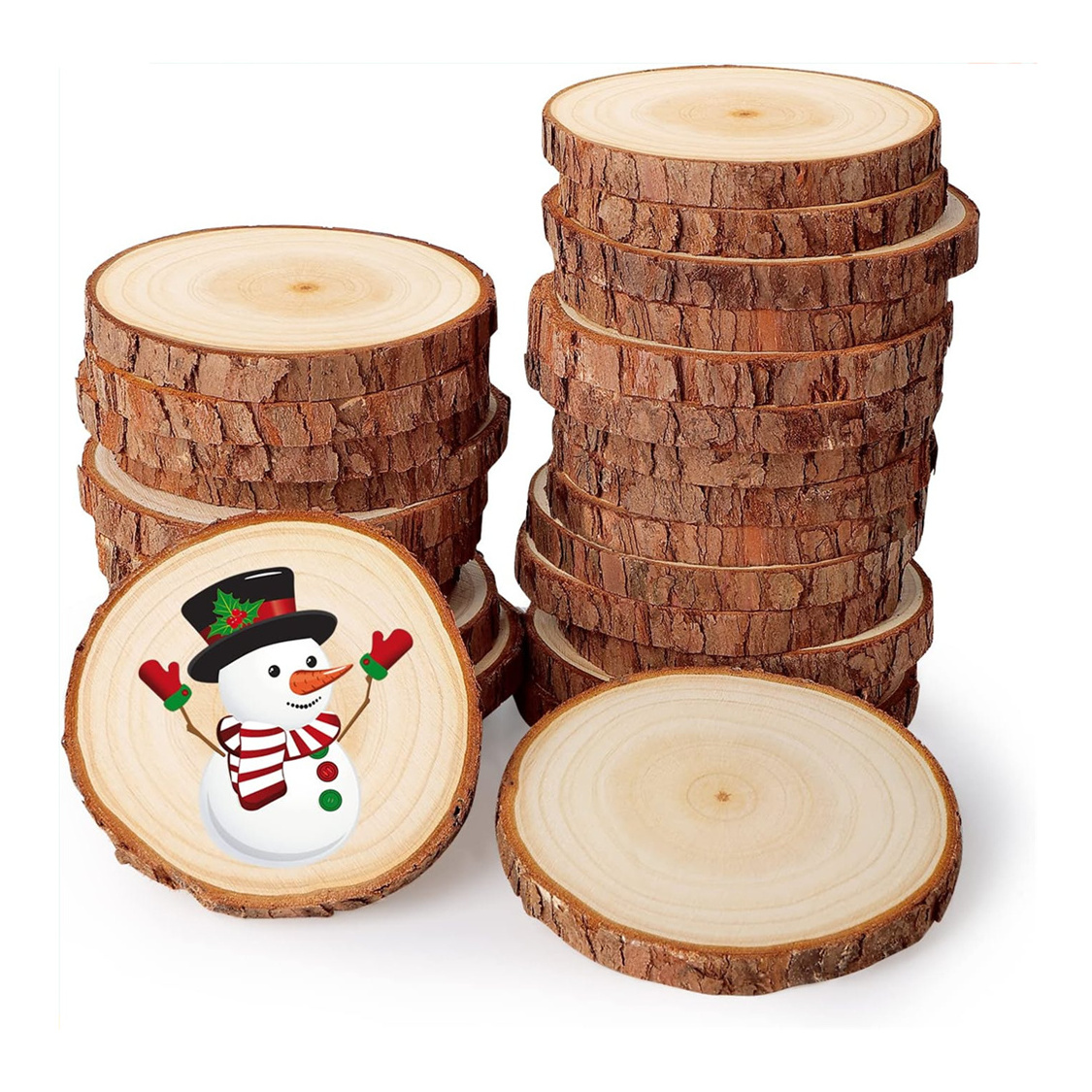 Wholesale Natural Pine Piece Christmas Ornaments Round Wooden Slices For Decoration