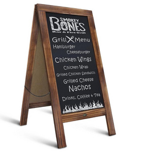 Freestanding Vintage Wooden Chalkboard Sidewalk Sandwich Message Board A Frame Easel Wood Blackboard