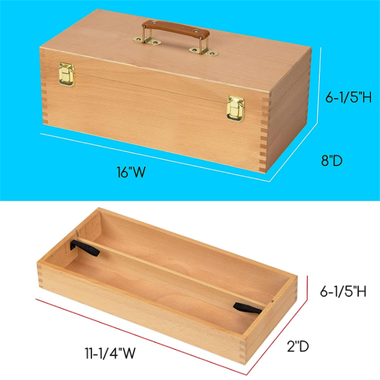 Wholesale Eco-Friendly Wooden Brush Pencil Pastel Box Empty Wooden Tool Storage Box