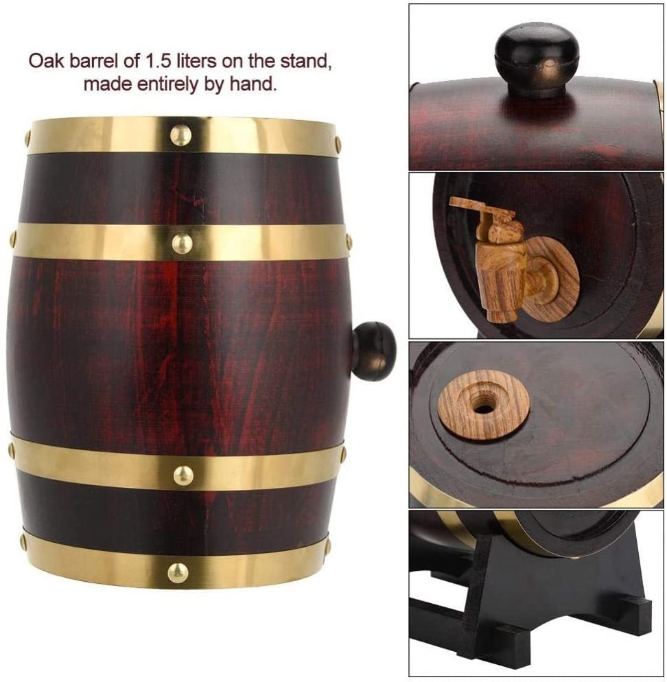 European Style Wood Decorative  Barrel For Wine Contain Plastic Lining