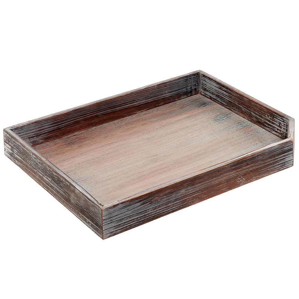 Rustic Natural Wood Serving Trays Washed Color Restaurant Rectangular Plate Wooden Food Coffee Tea Serving Tray