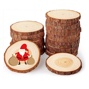 Wholesale Natural Pine Piece Christmas Ornaments Round Wooden Slices For Decoration