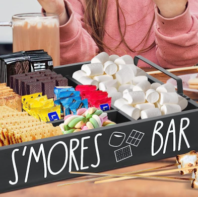 Farmhouse Black Custom Smore Bar Smore Caddy Camping Outdoor Food Tray Wooden Smores Box