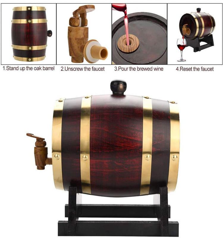 European Style Wood Decorative  Barrel For Wine Contain Plastic Lining