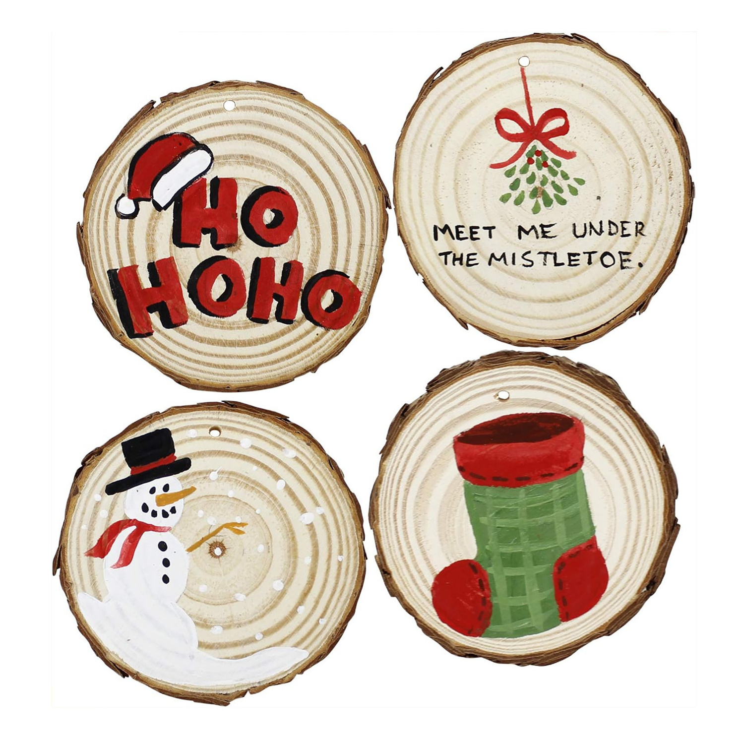 DIY Wooden Christmas Ornaments Circle Slice Unfinished Natural Wood Slices For Xmas