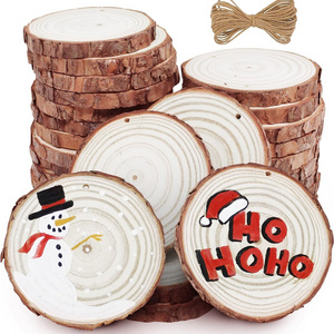 DIY Wooden Christmas Ornaments Circle Slice Unfinished Natural Wood Slices For Xmas