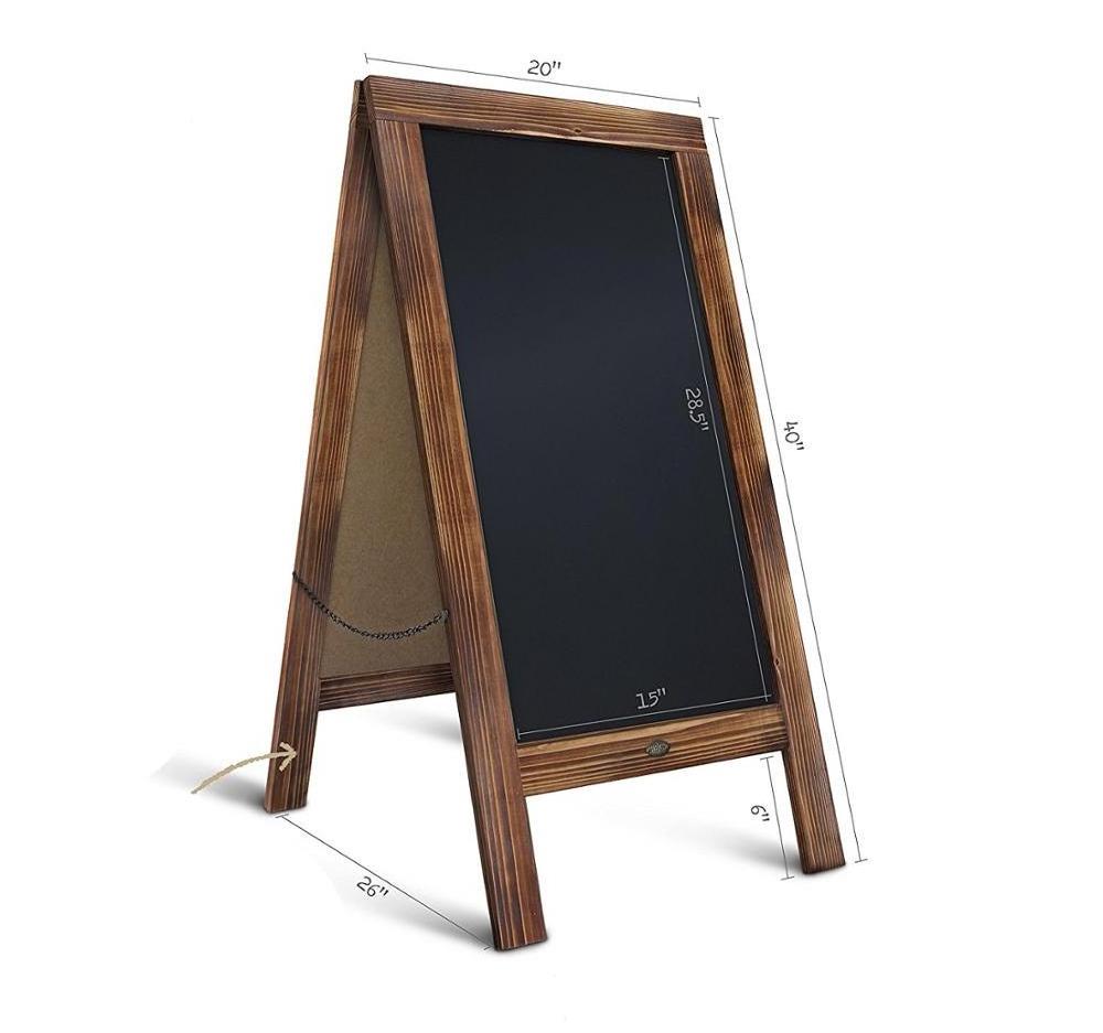 Freestanding Vintage Wooden Chalkboard Sidewalk Sandwich Message Board A Frame Easel Wood Blackboard