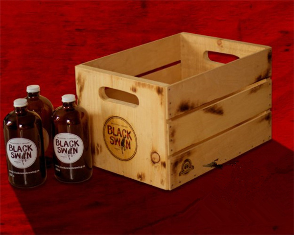 Custom 12 Boston Round Bottles (32oz) Wooden Vintage Shipping Beer Crates for Sale