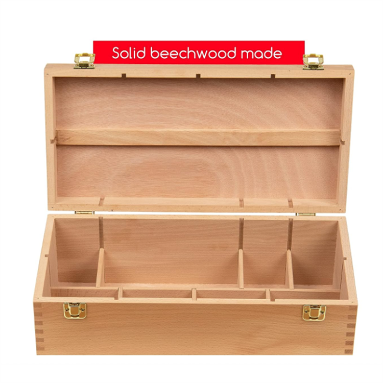 Wholesale Eco-Friendly Wooden Brush Pencil Pastel Box Empty Wooden Tool Storage Box