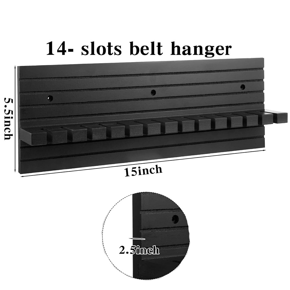 Belt Organizer for Closet Wall Mount Belt Hanger for 14 Holes Wooden Belt Storage Shelf Rack Space Saving Storage Display Shelf