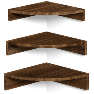 Corner Shelf Wall Mount, Set of 3 Floating Shelves for Wall Storage and Display Rustic Wood Shelves for Bedroom Kitchen