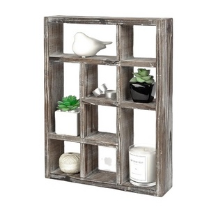 Rustic Multi Slot Shelf Cube Display 9 Compartment Shadow Box Wall mountable Shelf for Collection