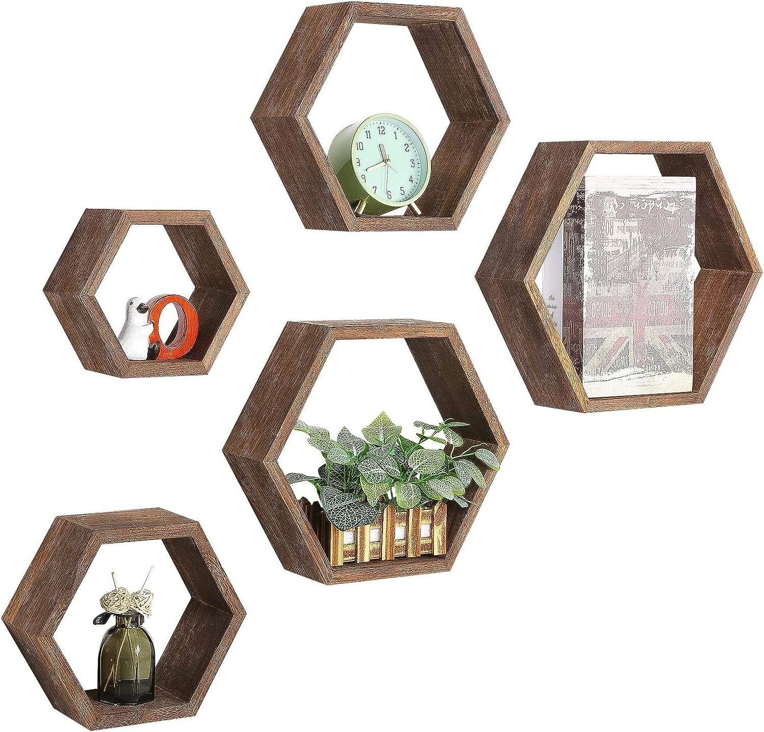 Hexagonal floating shelf honeycomb shelf decoration Wall decoration for living room  bedroom  bathroom  kitchen  office