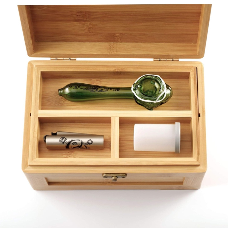 Wooden Stash Box with Rolling Tray Stash Box your Herbs and Accessories Rolling Kit with Removable Large stash box