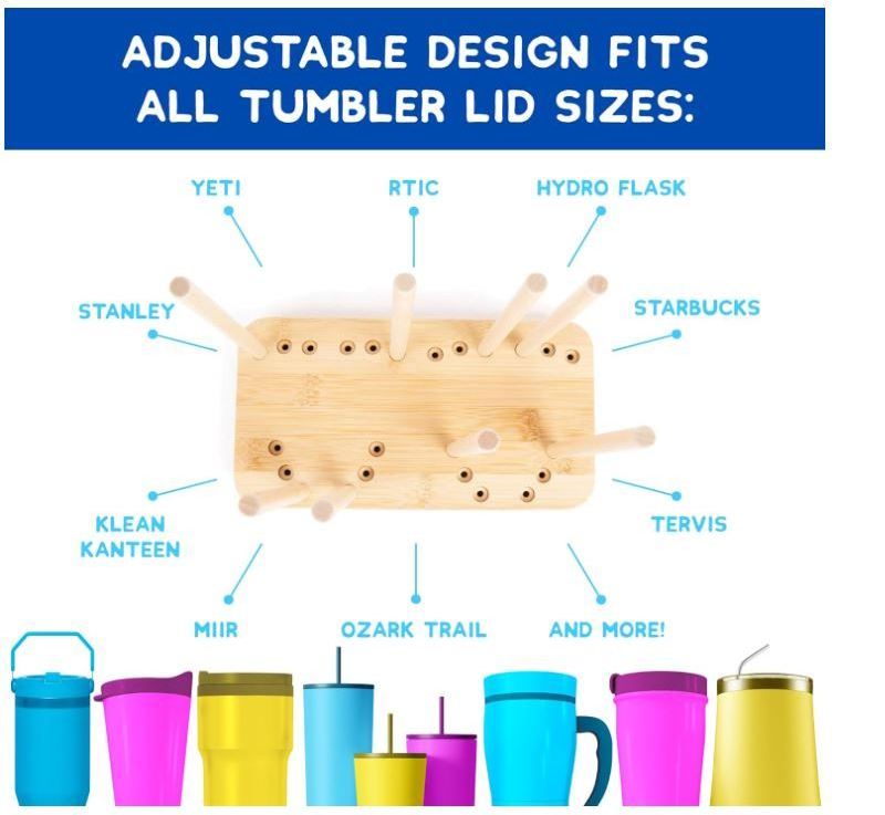 custom Bamboo Tumbler Lid Organizer for Cabinet Organizer for Kitchen Water Bottle Cup Lid Holder Stand