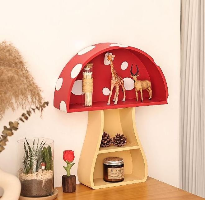 custom Floating Mushroom Shelf Whimsical Wall Decor for Nursery Bedroom Living Room Kitchen Bathroom Cottage Core Wood Decor