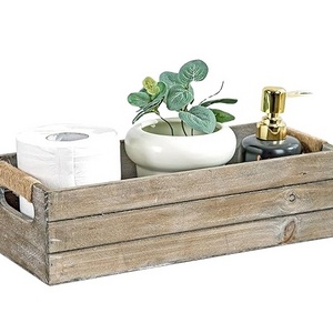 Factory Rustic Wooden Box Farmhouse Bathroom Decor Box Wooden Toilet Paper Holder Toilet Tank Basket Decorative Storage