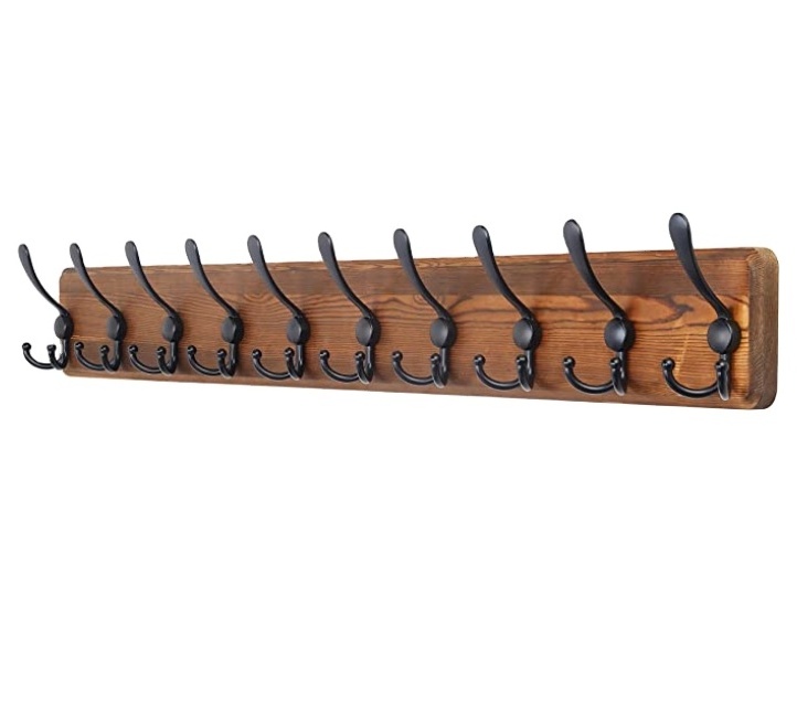 custom Rustic Large Coat Rack Wall Mount: 38.3'' Long Coat Rack for Wall, Wood Coat Rack Hook, Farmhouse Coat Hanger Wall Mount