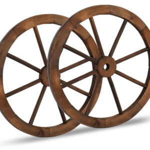 custom 24" Decorative Wooden Wheel Set of 2, Vintage Old Western Style Wall Hanging Wood Wagon Wheel