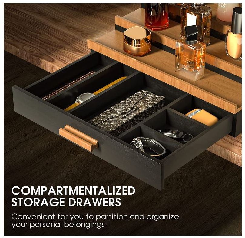 custom Wooden Cologne Organizer for Men 3 Tier of Elevated Cologne Display Shelf with Drawer Storage Perfume Organization