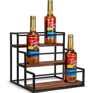 3-Tier Coffee Syrup Rack Organizer Syrup Bottle Holder Stand for Coffee Bar 12 Bottles Storage Shelves for Syrup Wine Dressing