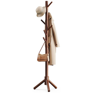 Hot Sale Wooden Coat Rack Coat Rack Stand with 3 Adjustable Sizes Coat Tree and 8 Hooks for Cloathes Hat Used in Bedroom