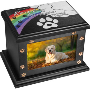 custom Pet Memorial Urns for Dogs Cats Ashes, Large Wooden Funeral Memorial Urns with Photo Frame, Cremation Keepsake Memory Box