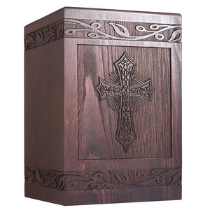 custom Cremation Urns for Human Ashes Adult Male Female, Wooden Carved Cross Urns Box and Casket for Ashes Pets Cat Dog Urn