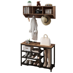 Efficient Storage Entryway Hall Tree with Bench Coat Rack Shoe Bench Set Coat Stand for Travel Tableware Storage