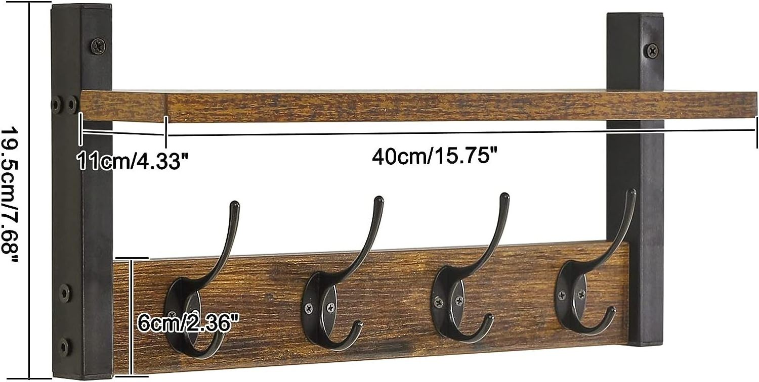 Wall Mounted Coat Rack Shelf for Display and Storage