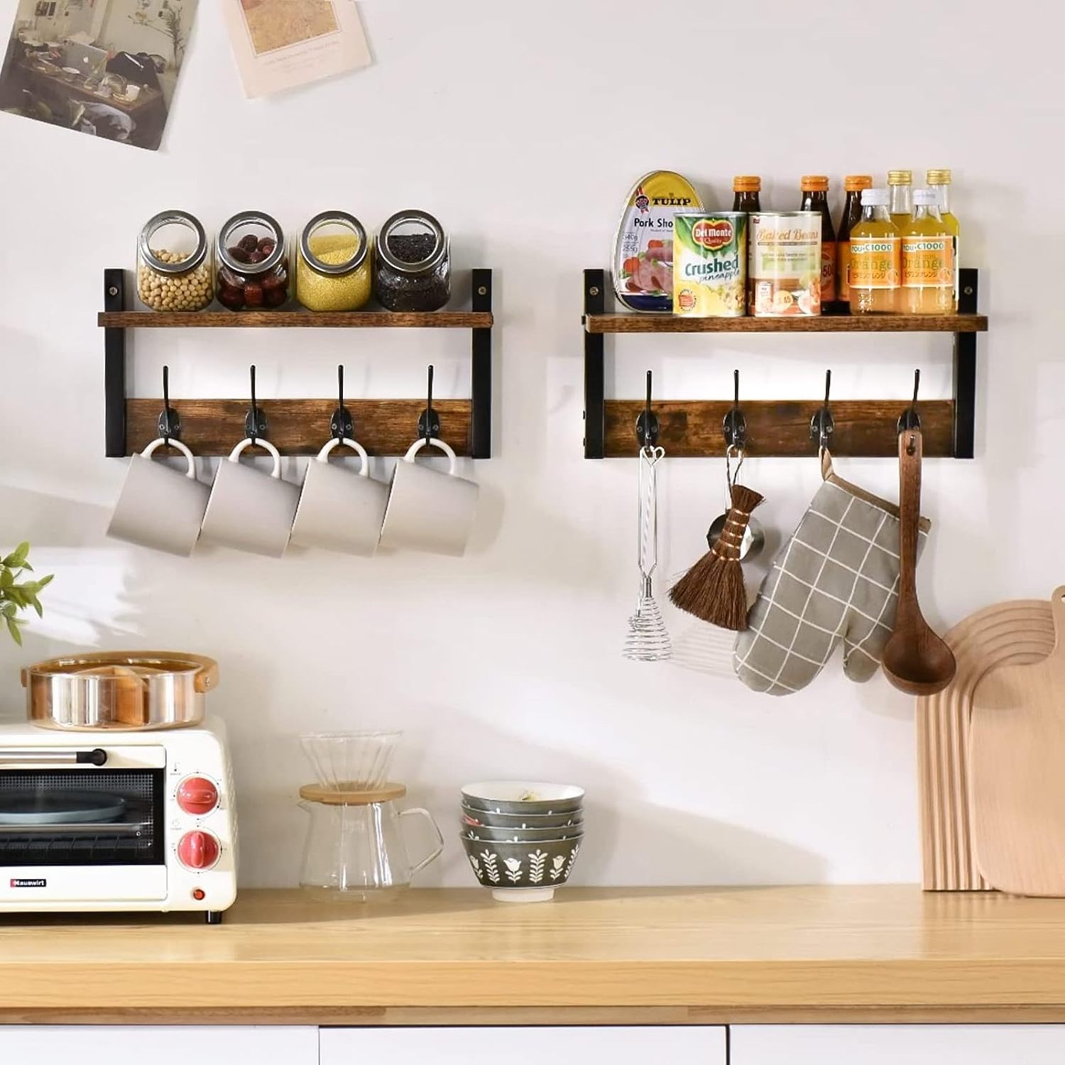 Wall Mounted Coat Rack Shelf for Display and Storage