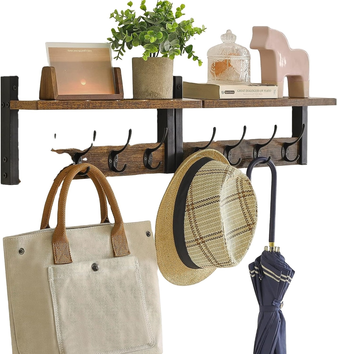 Wall Mounted Coat Rack Shelf for Display and Storage