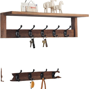 Wall Mount Coat Rack with Shelf Display Shelves for Home or Office Decor