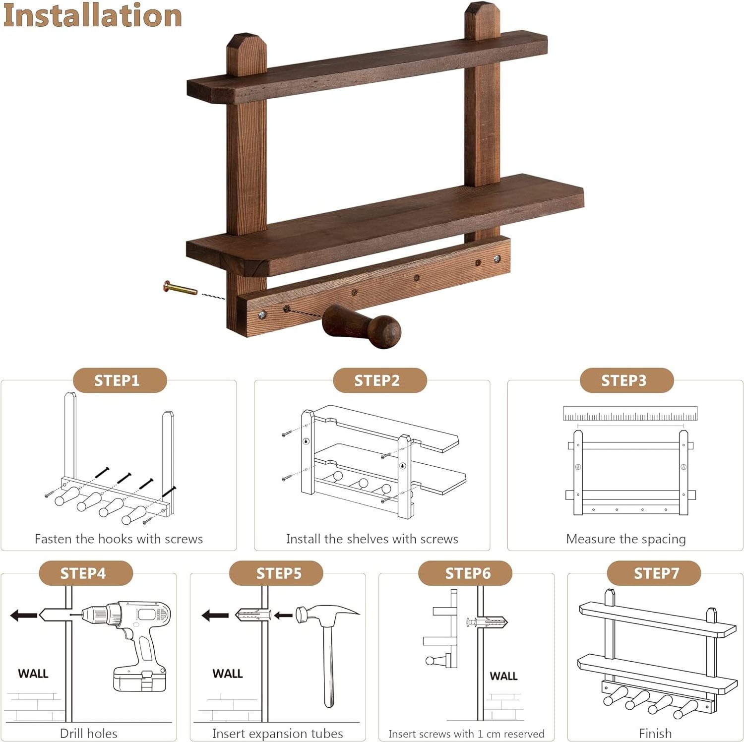 Wall Mounted Coat Hook with Shelf Coat Rack for Display Shelves Genre