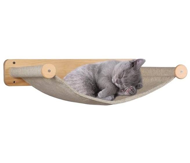 Cat Hammocks Wall Mounted for Indoor Cats Wooden Floating Cat Shelves and Perches for Wall Kitty Wall Beds Furniture