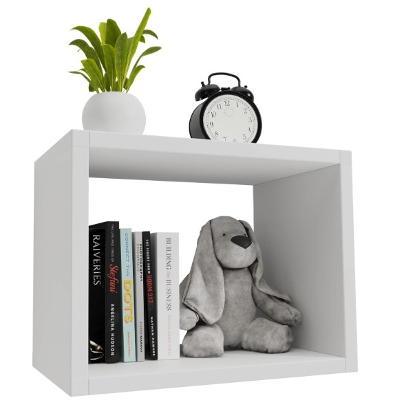 Large White Box Shelf for Wall Storage Floating Bookshelf Cubby Storage Organizer for Bedroom Bathroom