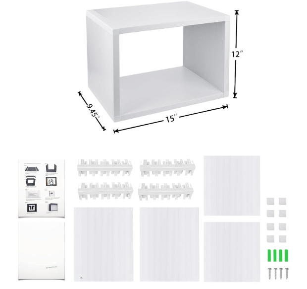 Large White Box Shelf for Wall Storage Floating Bookshelf Cubby Storage Organizer for Bedroom Bathroom