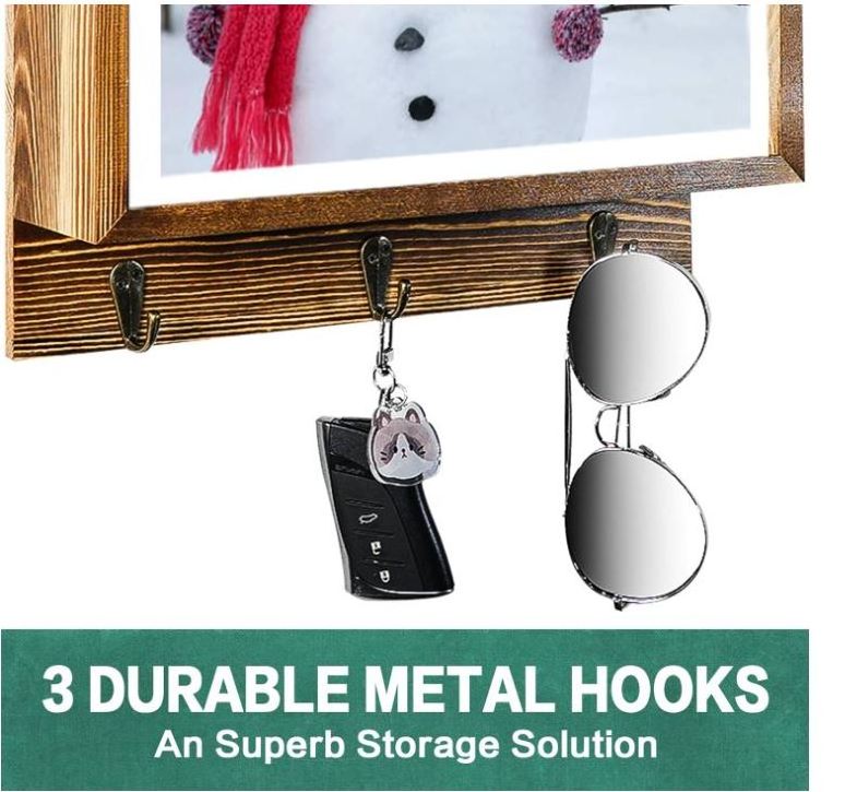 Concealment Furniture Hidden Storage, Wall Safe Shelf with 3 Hooks for Secret Decor, Wall Art Storage Cabinet Wooden Shelves