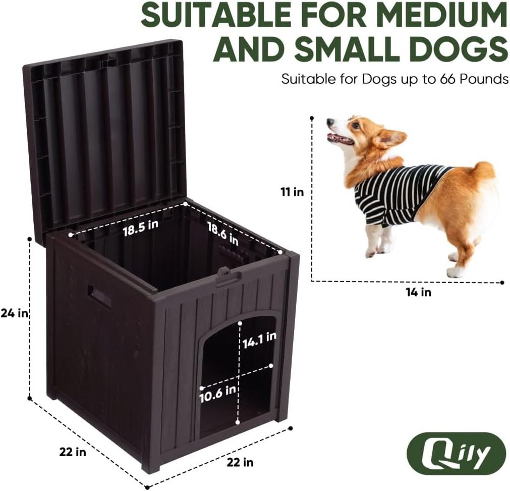 Plastic insulated dog house outdoor small medium-sized dog waterproof and weatherproof, portable and easy to assemble