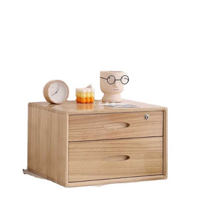 Large Capacity Solid Wood Desktop Storage Box Multi-Function Drawer Type Wooden Cabinet for Table and Finishing Storage