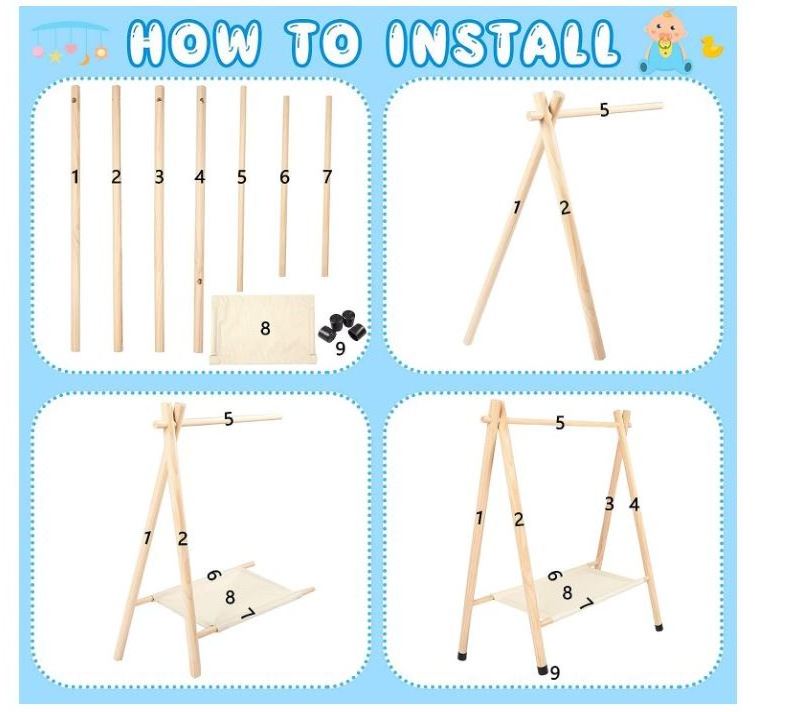 custom Kids Clothes Rack with 10 Wooden Clothes Hanger Dress Up Rack Dress Up Storage children garment rack standing wooden